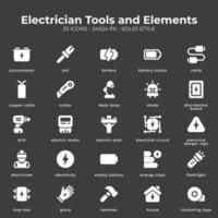 ferramentas de eletricista e pacote de ícones de elementos vetor