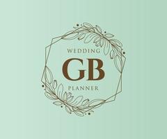 coleção de logotipos de monograma de casamento de letras iniciais gb, modelos modernos minimalistas e florais desenhados à mão para cartões de convite, salve a data, identidade elegante para restaurante, boutique, café em vetor