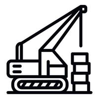 ícone de escavadeira de construção, estilo de estrutura de tópicos vetor