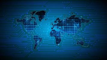 holografia de mapa-múndi moderno em fundo de tecnologia vetor