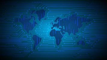 holografia de mapa-múndi moderno em fundo de tecnologia vetor