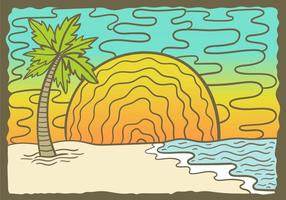 Palmeira da praia do por do sol vetor