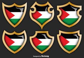 Conjunto de vetores de emblemas da faixa de Gaza com bandeira sobre eles