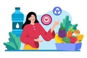 conceito de ilustração de alimentos orgânicos. uma ilustração plana isolada no fundo branco vetor