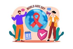 conceito de ilustração do dia mundial da aids. uma ilustração plana isolada no fundo branco vetor