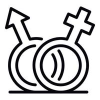 ícone do símbolo homem mulher, estilo de estrutura de tópicos vetor