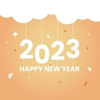 feliz ano novo 2023 conceito de fundo de nuvem vetor
