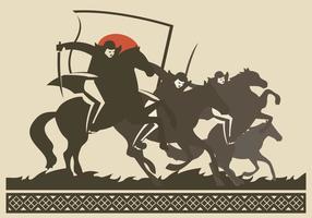 Ilustração da silhueta do vetor da cavalaria de Japanesse