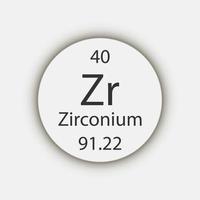símbolo de zircônio. elemento químico da tabela periódica. ilustração vetorial. vetor
