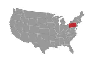 Mapa do estado da Pensilvânia. ilustração vetorial. vetor