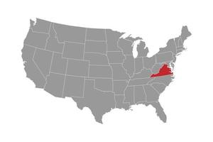 Mapa do estado da Virgínia. ilustração vetorial. vetor