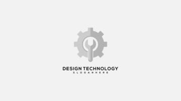 vetor de design de ícone de logotipo de tecnologia de engrenagem