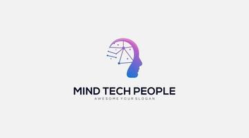 ilustração de modelo de design de logotipo de pessoas de tecnologia mental vetor