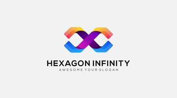 vetor de modelo de design de logotipo de hexágono infinito de coloração gradiente