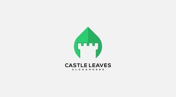 queda de castelo deixa ilustração de modelo de vetor de design de logotipo