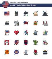 conjunto de 25 ícones do dia dos eua símbolos americanos sinais do dia da independência para marco americano segurança loja dinheiro editável dia dos eua vetor elementos de design