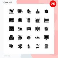 grupo de 25 sinais e símbolos de glifos sólidos para documentos de negócios web design maleta gráfico elementos de design de vetores editáveis