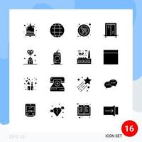 16 ícones criativos sinais modernos e símbolos de elementos de design vetoriais editáveis de janela de diamante de estacionamento de joias de valor vetor