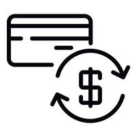 cartão de crédito em dólar com ícone de setas, estilo de estrutura de tópicos vetor