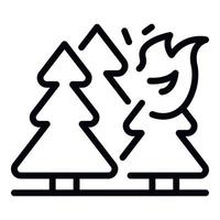ícone de incêndio florestal de montanha, estilo de estrutura de tópicos vetor