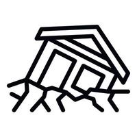 ícone de casa de deslizamento de terra de aviso, estilo de estrutura de tópicos vetor