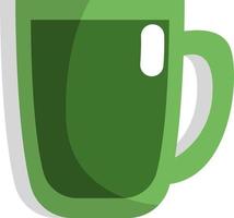 chá verde no copo verde, ícone, vetor sobre fundo branco.