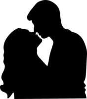 casais de silhueta preto e branco. amantes, beijo. Dia dos Namorados. ilustração vetorial para site, impressão vetor