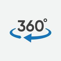 vetor de modelo de design gráfico de ícone de exibição 360, ícone de ângulo de 360 graus em estilo plano moderno, vetor de ícone de aplicativo de 360 graus para exibição de área de 360