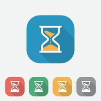 design plano de ícone de relógio de areia, ícone de negócios de design plano de tempo com sombra lateral, ícone plano de ampulheta para aplicativos e sites, interface do usuário, ux vetor