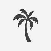 vetor de ícone de silhueta de palmeira, ilustração em vetor de palmeira, ilustração em vetor de ícone de coqueiro, ilustração em vetor plana simples