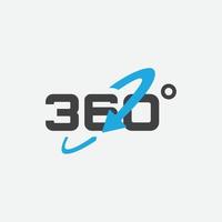vetor de modelo de design gráfico de ícone de exibição 360, ícone de ângulo de 360 graus em estilo plano moderno, vetor de ícone de aplicativo de 360 graus para exibição de área de 360