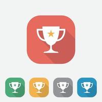 estilo de ícone plano de design de copo de troféu vetorial com sombra longa, ícone vencedor, interface do usuário, ux, site vetor
