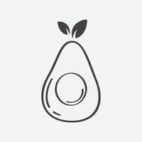 design de modelo de logotipo de fruta abacate, metade de abacate com design de vetor de folha, ilustração de fruta de comida saudável