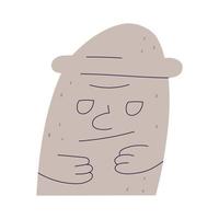 dol hareubang desenho, estátua de pedra com expressão de rosto louco - ilustração vetorial plana isolada no fundo branco. marco coreano da ilha de jeju. vetor