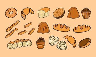 ilustração de pão desenhada à mão em estilo doodle vetor