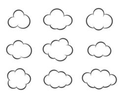 silhueta de vetor de nuvens do céu. conjunto de ícones de nuvem.