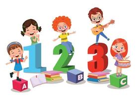 crianças dos desenhos animados com imagem vetorial de 123 números vetor
