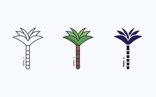 ilustração vetorial de ícone de palmeira, linha e glifo vetor
