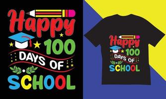 100 dias de design de camisetas escolares. vetor