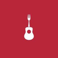 design de logotipo de restaurante de música, guitarra com conceito de design de logotipo de garfo vetor