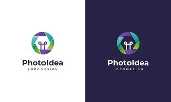 logotipo de ideia de foto, conceito moderno de design de logotipo de fotógrafo inteligente vetor