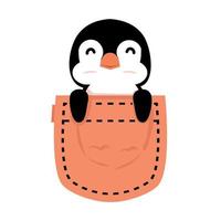 pinguim fofo em desenho de bolso vetor