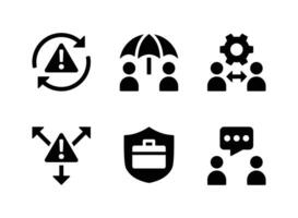 conjunto simples de ícones sólidos do vetor de gerenciamento de crises