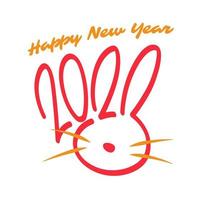 logotipo de texto de tipografia 2023 com um conceito de coelho feliz ano novo vetor