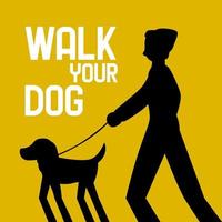caminhe com o evento do mês do cachorro. pessoas andando com um cachorro vetor