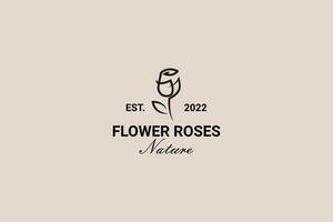 modelo de design de logotipo de flor rosa estilo vintage vetor