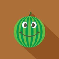 ícone de melancia sorridente verde maduro, estilo simples vetor
