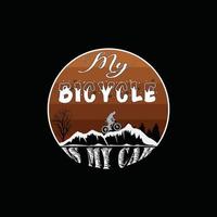 minha bicicleta é meu design de camiseta vetorial de carro. design de camiseta de bicicleta. pode ser usado para imprimir canecas, designs de adesivos, cartões comemorativos, pôsteres, bolsas e camisetas. vetor