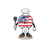 ilustração de mascote do chef de bandeira dos estados unidos vetor