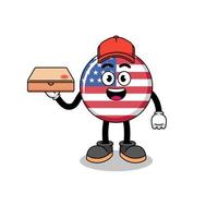 ilustração da bandeira dos estados unidos como entregador de pizza vetor